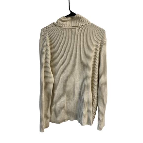 Van Heusen Cream Cable Knit Sweater‎ Cardigan Ladies XL Grandpa Core - Picture 2 of 14